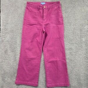 Draper James RSVP Wide Leg Cropped Jeans Women's Size 8 Pink Preppy Coastal